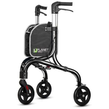 Imagem de Planetwalk Andador Adulto Idoso com Apoio de Braço, Assento Acolchoado e Cesto, Suporta até 117 kg, Preto