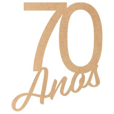 Imagem de Aplique Placa de Aniversário Comemoração 70 Anos em MDF Cru - Artpical