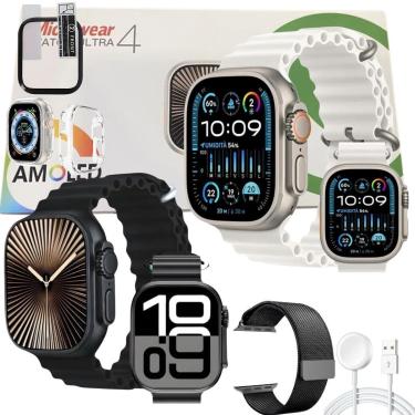 Imagem de Relogio Inteligente U4 Plus Serie 10 Tela Amoled Gps Nfc Assistente de Voz Siri Unissex...