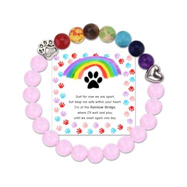 Imagem de Pulseira comemorativa para cães e gatos, presente para dono de animais de estimação, pulseira elástica com contas com estampa de pata para mulheres, homens, presentes de lembrança, pulseiras de ponte