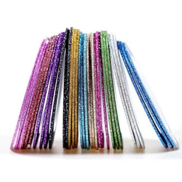 Imagem de 10 rolos de fita adesiva para arte de unhas com glitter, decoração de 1 mm, decalques 3D autoadesivos faça-você-mesmo, ferramentas de manicure