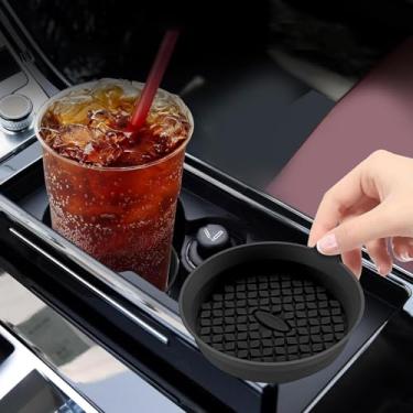 Imagem de 2 peças de porta-copos de carro, porta-copos antiderrapante, porta-copos de silicone, porta-copos de carro, tapete universal embutido para copos de bebida, acessórios de carro interiores para mulheres