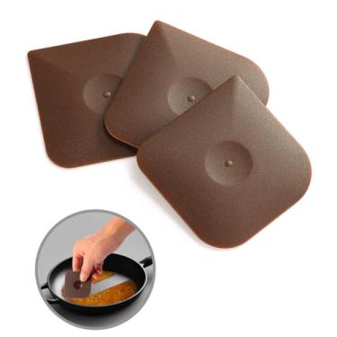 Imagem de Raspador de panela, 3 peças de raspador de alimentos, ferramenta raspadora de plástico para cozinha, produtos de chef mimados, raspador de ferro fundido, utensílios de cozinha (marrom)