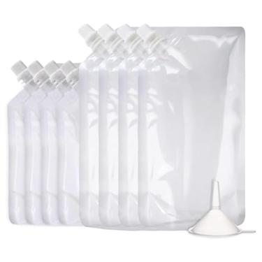 Imagem de Bolsas de álcool para bebidas alcoólicas, bolsas reutilizáveis para adultos, frascos de bebidas alcoólicas ocultáveis com funil, frascos de viagem de plástico (8OZ4 + 16OZ4)