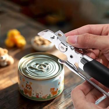 Imagem de Generic 1 abridor de latas portátil 3 em 1 abridor de latas e abridor de garrafas PP ferro prateado preto 5,5 x 19,3 cm