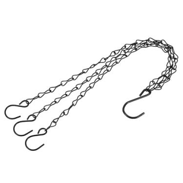 Imagem de Correntes suspensas 33 cm elo de extensão 2 ganchos tamanho S ajustáveis 3 pontos suportes para lustre de luz pendente, preto