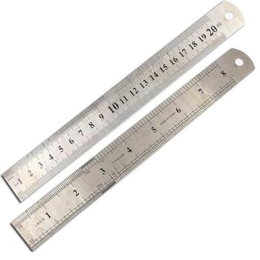 Imagem de Conjunto de réguas de aço de 20 cm, réguas de metal de 16, 8 e 30 cm, pacote com 2