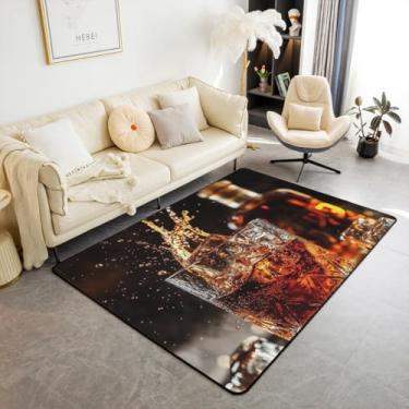 Imagem de Whisky Drinks Tapete de área infantil, tapete de entrada para meninas e meninos, tapete antiderrapante de copo de cerveja para bar, decoração de sala de estar, sofá de moda ocidental, 1,72 x 1,80 m