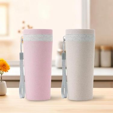 Imagem de Pacote com 2 garrafas de água esportivas, à prova de vazamento, para homens, mulheres, para esportes, academia, atividades ao ar livre, 300 ml