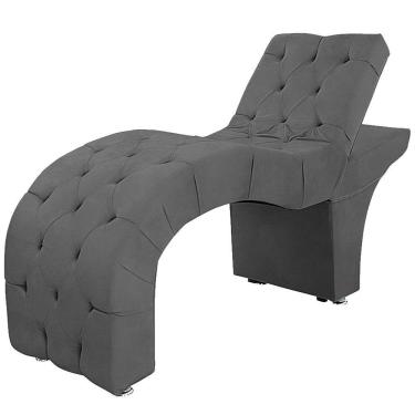 Imagem de Maca Estofada Capitone Reclinável Julia Para Estetica Facial Sombrancelha E Cílios Suede Cinza Escuro