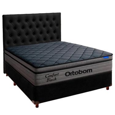 Imagem de Cama Box Preto+cabeceira+colchão Casal Confort Black Ortobom