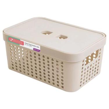 Imagem de Cesta Organizadora LP House Rattan com Tampa Bege 4,5L, UNICA