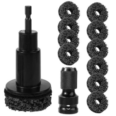 Imagem de Limpeza Cubo Roda Kit, Conjunto Limpeza Cubo Roda Carro Incluindo Cabeça de Moagem Adaptador e Almofadas para Polimento Aros Carro para Furadeira Elétrica e 12,7mm Chave de Impacto