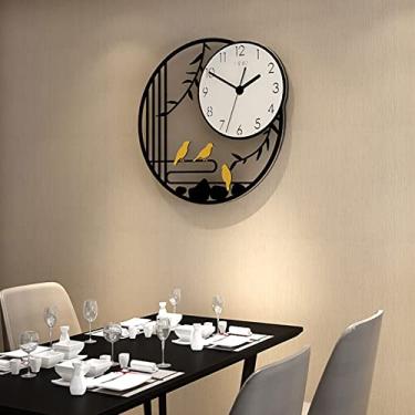 Imagem de Relógio de parede moderno relógio de parede redondo retrô, relógio de parede silencioso de quartzo, decoração de cozinha criativa para casa relógio de quarto de parede relógio de decoração (cor: 4