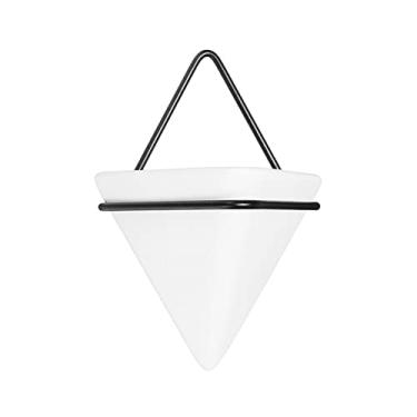 Imagem de Vasos pequenos vasos de cerâmica vaso de flores suculentas vaso triangular montado na parede vaso de água autoabsorvente (cor: 1) (1) (1)