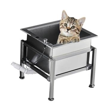 Imagem de Estação de banho para cães, banheira de aço inoxidável, lavagem pequena para cuidados domésticos, pia de chuveiro para animais de estimação pequenos