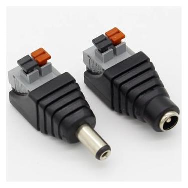 Imagem de VUBBJCRS 5 peças DC macho + 5 peças DC conector fêmea 2,1 * conector adaptador de alimentação CC de 5,5 mm para fita LED de cor única 3528/5050/5730
