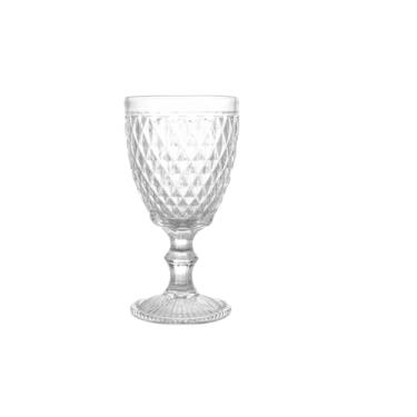 Imagem de Conjunto de 6 Taças de Vidro com Relevo, 325ml, Transparente, Estilo Retrô, 16,5cm Altura, para Água, Sucos e Drinks