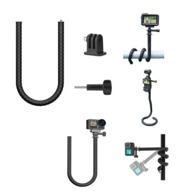 Imagem de wtohoby Braçadeira flexível de montagem de câmera para tripé para Go Pro Hero13/12/11, para Insta 360 X5/X4/X3, para DJI Pocket 3/Action 5/4/3, suporte de pescoço de cauda de macaco para bicicleta