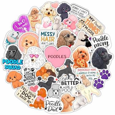 Imagem de 100 adesivos Poodle para garrafa de água, laptop - presentes de poodle, lembrancinhas de festa e decorações - adesivos e decalques de cachorro - presente para mulheres e homens