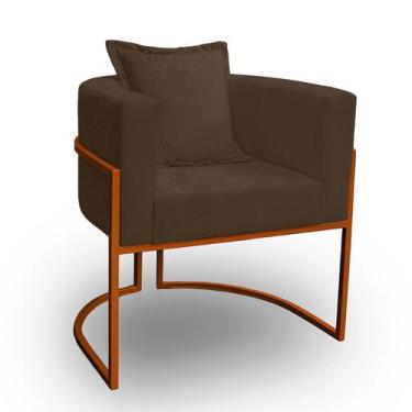 Imagem de Poltrona para Sala Base de Metal Bronze Reforçada Liz Veludo - LH Deco