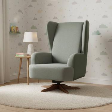 Imagem de Poltrona de Amamentação Giratória e Balanço Teodora Mescla / Verde