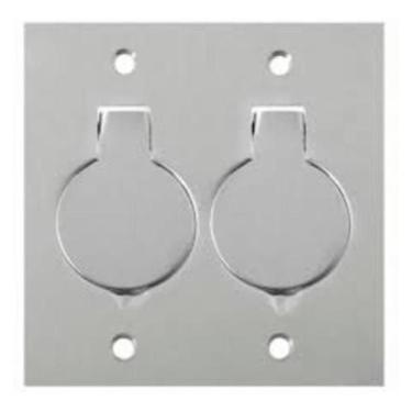 Imagem de Placa/Espelho de Piso 4x4 Inox 2 Tomada Redonda - Olivo - OLIVIO