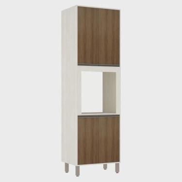Imagem de Paneleiro De Cozinha 70 Cm Com Nicho Microondas 4 Portas 4 Prateleiras Linea Luciane Móveis