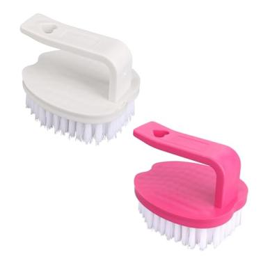 Imagem de 2 Escovas de Limpeza para Vegetais, 8x7x6,5cm em Material PP com Cerdas Rígidas Cabo para Batatas Cenouras e Frutas (Vermelha e Branca)