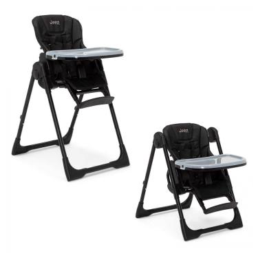 Imagem de Cadeira de Alimentação 2 em 1 com Bandeja Removível e Altura Ajustável, Jeep, Preta