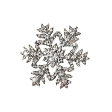 Imagem de Broche feminino com strass e floco de neve, suéter, vestido, chapéu, decoração, alfinetes, mulheres, meninas, presente para festa de casamento, One Size, Metal Strass, Sem Pedra Preciosa