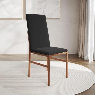 Imagem de Cadeira de Jantar Estofada Mônaco Premium Cobre e Preta - IRON WOOD