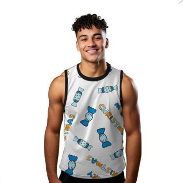 Imagem de Camiseta Regata Verão Estilo Moda Praia Merry Christmans Doce Doçuras 