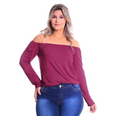 Imagem de Blusa Ciganinha Manga Longa Plus Size - Lynnce, Marsala, G4