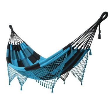 Imagem de Rede De Descanso Casal Tecido De Algodão Premium - Sem marca, Azul com