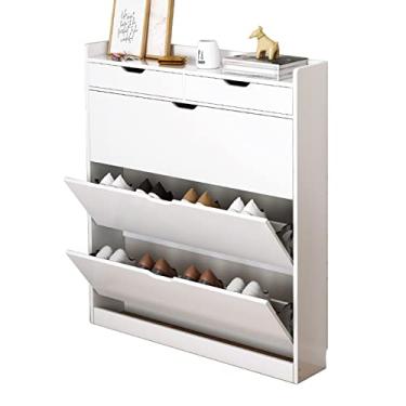 Imagem de Armário de sapatos com economia de espaço de 3 níveis, sapateira moderna de grande capacidade para entrada estreita, unidade organizadora de armário de armazenamento de sapatos para 6 a 15 pares