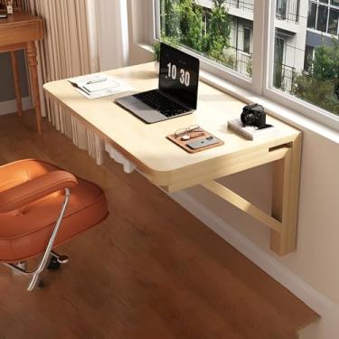 Imagem de Mesa dobrável de madeira montada na parede, pequena bancada dobrável para parede, mesa dobrável de folhas suspensas, mesa de jantar de cozinha, economia de espaço, para cozinha, lavanderia