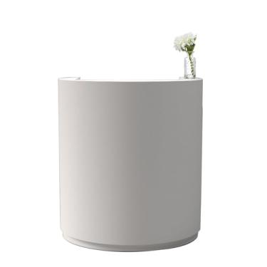 Imagem de Mesa de recepção, balcão frontal com gaveta com trava, balcão de recepção de varejo com armário de armazenamento, mesa de recepção moderna para loja, salão de beleza, escritório