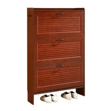 Imagem de Armário de sapatos fino estilo chinês, organizador de sapatos independente com 3 gavetas flip, economia de espaço, armário de armazenamento de sapatos de entrada com gancho lateral organizador de