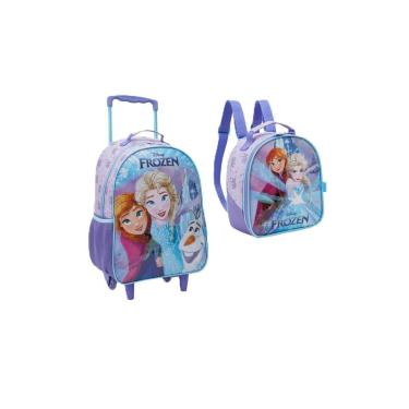 Imagem de Kit Mochila de carrinho com rodas Escolar + Lancheira Frozen Original-Unissex