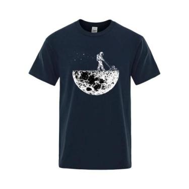 Imagem de Camiseta Masculina Oversize De Algodão Com Estampa Divertida De Astron