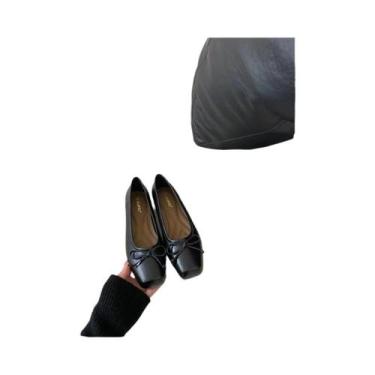 Imagem de Sapatilhas Femininas Com Bico Quadrado E Laço, Estilo Mocassim, Confor