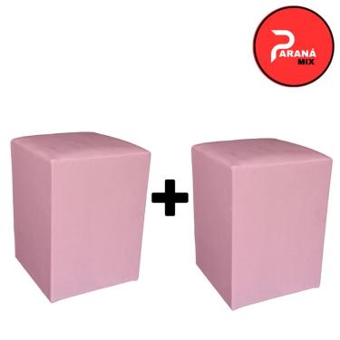 Imagem de Kit 2 Puff Banqueta Quadrado Macio com Assento em Espuma Suede Rosa Bebe OEM