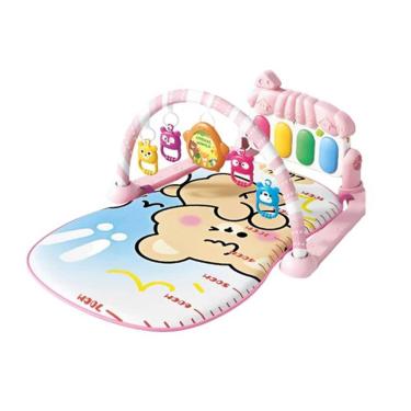 Imagem de Tapete de Atividades Infantil Tapete Rosa Bebê Musical com Piano Interativo e Arco com Brinquedos Rosa