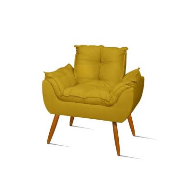 Imagem de Poltrona Decorativa Opala Sala Quarto Escritório Suede Fibra Siliconada Amarelo Balaqui...