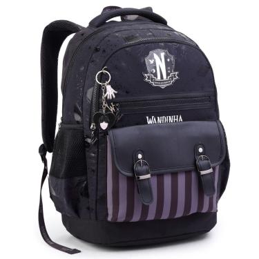 Imagem de Mochila Costas Escolar Infantil Bolso Frontal Wandinha-Feminino
