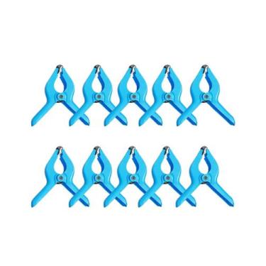 Imagem de Grampo Multiuso com Mola 75mm Azul Resistente Prático Ideal para Fixaç