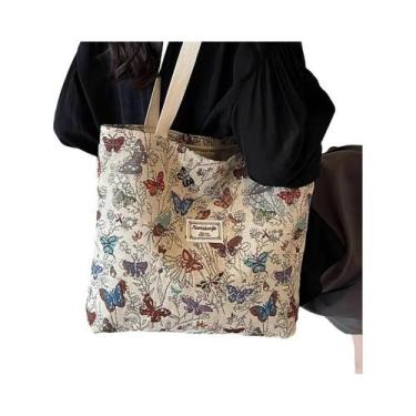 Imagem de Bolsa Tote Feminina Boêmia Étnica De Veludo Cotelê  Bolsa De Ombro Ele