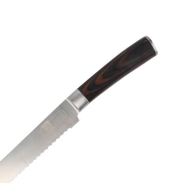 Imagem de Faca para Pão 32cm Lâmina Serrilhada Aço Inox Corte Preciso Cozinha Prata James. F
