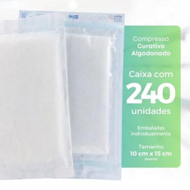 Imagem de Curativo Algodonado Compressa Estéril 10x15 CX 240 Unidades - Casa da 
